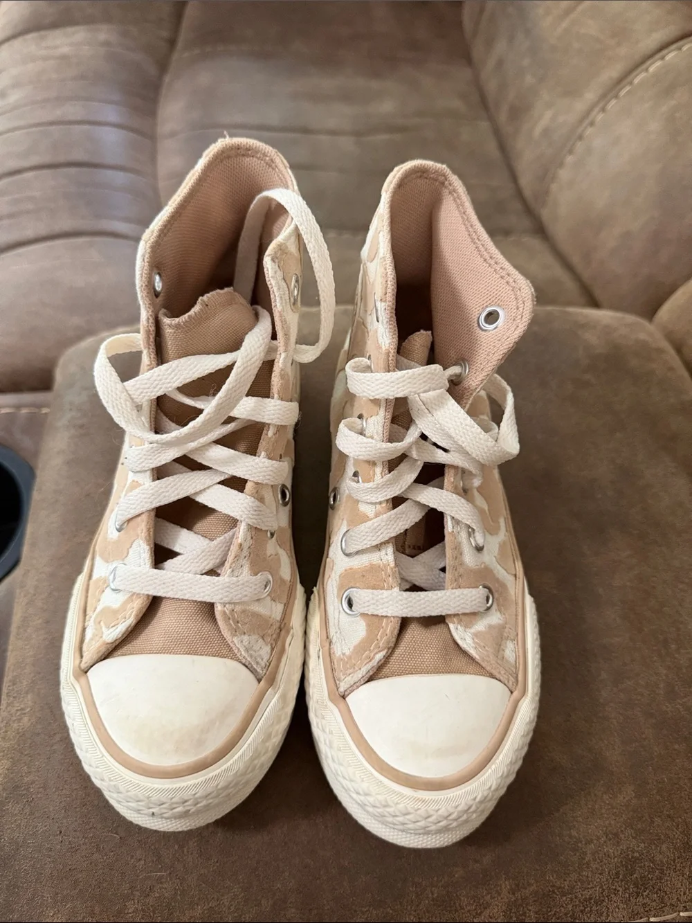 Converse High Top Sneakers - Beige and White Camo